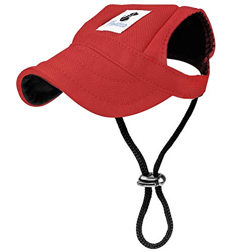 Pawaboo Hunde Baseballmütze, Basecap Verstellbar Sonnenschutz Hut Hundecap mit Ohrlöchern für Welpen Haustier - X-Groß, Rot von Pawaboo