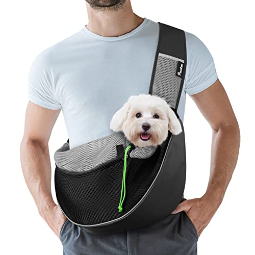 Pawaboo Hundetragetasche, Hundetasche, Verstellbare Tragetasche Hund, Haustier Umhängetasche Transporttasche für Haustiere, Hunde Tragetaschen Tragetücher für Spaziergang Outdoor Reisen - S, Schwarz von Pawaboo