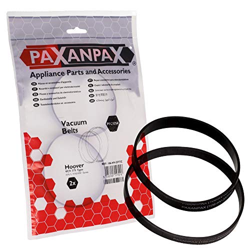 Paxanpax PFC1254, Staubsaugerriemen passend für Hoover WR71, WR01001 Serie 'VC9 775' Typ 2 Stück, Gummi, Schwarz von Paxanpax