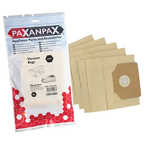 Paxanpax VB187 kompatible Papiertüten für Electrolux E24/E25/E13N' Dolphin & 4X4 Serie (5 Stück) von Paxanpax