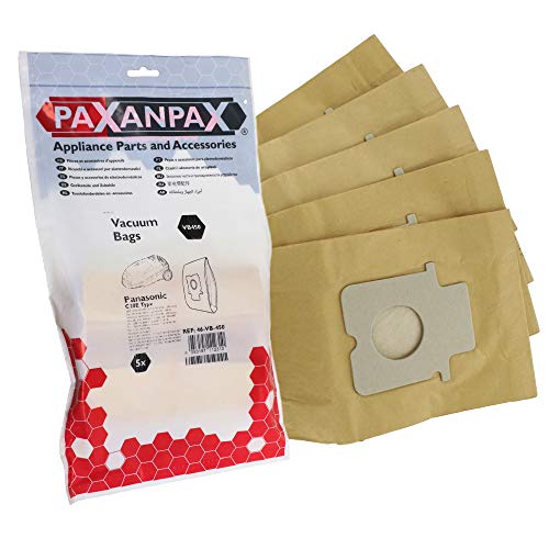 Paxanpax VB450 Kompatible Papiertüten für Panasonic C20E MCC, MCCG, MCE Zylinderserie (5 Stück), Papier, braun von Paxanpax