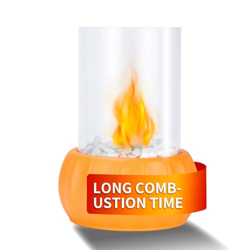Pazaka Bioethanol-Kamin für Innen und Außen | Inklusive dekorativer Steine und 2 Brennkammern | Lang anhaltende, rauchfreie Flammen | Perfekte Tisch- und Terrassen-Dekoration (Orange) von Pazaka