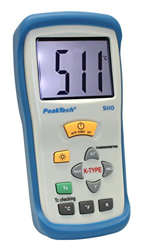 PeakTech 1-Kanal Digital-Thermometer -50°C ... +1300°C mit Typ-K Temperaturfühler, 2000 Counts, 1 Stück, P 5110 von PeakTech