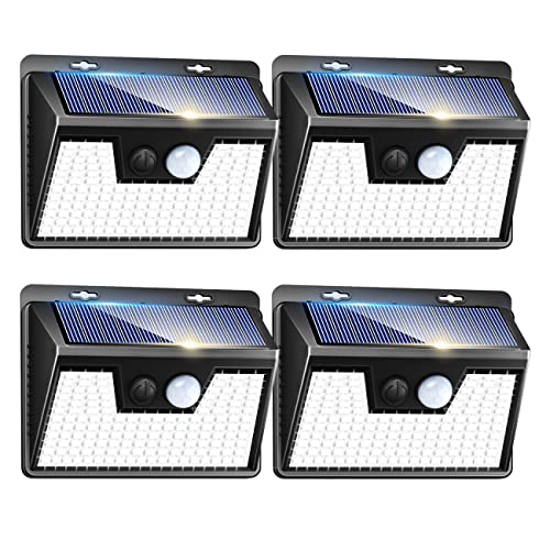 [4 Stück]Solarlampen, Peasur 140LED 180°Solarleuchten für AußEn 3 Modi LED Solar Wasserdichte Solarleuchte mit Bewegungsmelder für Wandleuchte Garten von Peasur