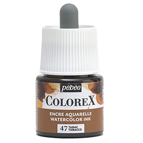 Pébéo - Colorex Tinte, 45 ml, Tabak, Colorex Tinte, Aquarell, Pebeo, Braun, samtige Optik, für alle Untergründe, 45 ml, Tabak von Pébéo