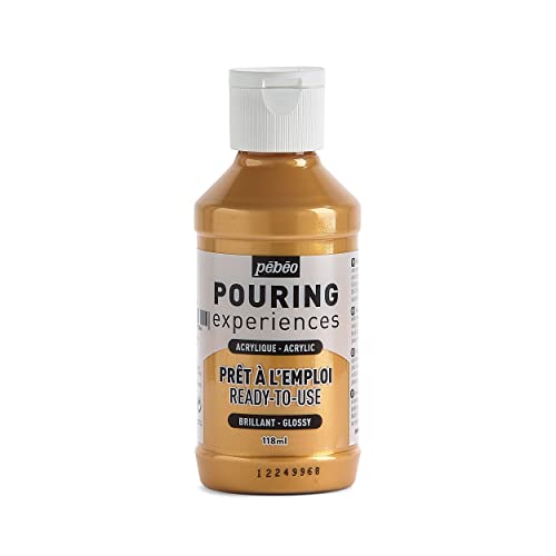 Pébéo Pouring Experiences Acrylfarbe zum Gießen-Gebrauchsfertig und Vorgemischt-Ideal für Fluid Art, acryl, Gold, 118 ml, 118 Milliliter von Pebeo