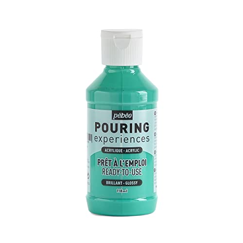 Pébéo Pouring Experiences Acrylfarbe zum Gießen-Gebrauchsfertig und Vorgemischt-Ideal für Fluid Art, acryl, Wassergrün, 118 ml, 118 Milliliter von Pebeo