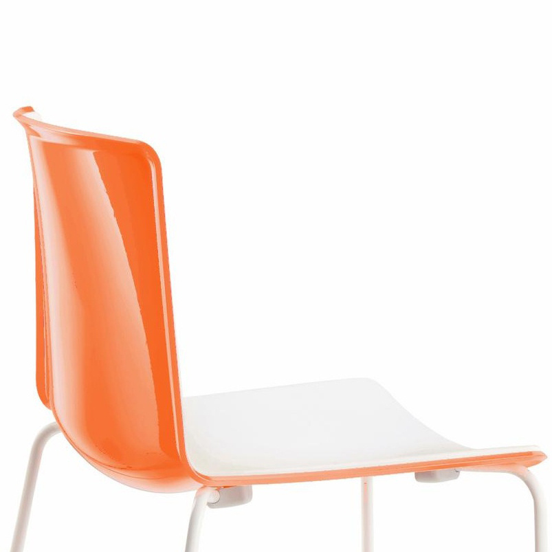 Pedrali - Tweet 890 Bi-Color Stuhl - orange/weiß/HxBxT 80.5x54x52.5cm/Gestell Stahl pulverbeschichtet weiß von Pedrali