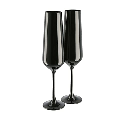 Peill+Putzler 2er-Set Sektkelche mit Stiel 200 ml | moderne Sektgläser in schwarz aus Kristallglas | Tulpenform für vollmundige Aromaentfaltung von Sekt, Champagner oder Prosecco von Peill+Putzler Germany