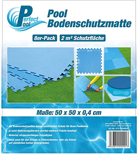 Perfect Pool Poolmatte Pool Bodenschutzmatte Fitnessmatte 8er Pack (50 x 50 cm in Blau) von Perfect Pool