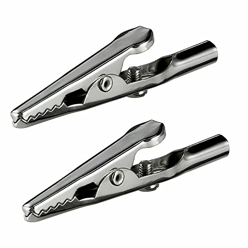 2x Krokodilklemme | 55 mm | mit Schraube | Metall Klemmen | Bananenstecker Abgreifklemme Clips Alligator | 2 Stück von PerfectHD