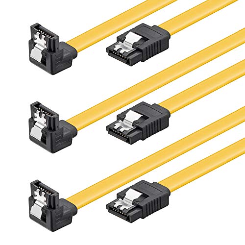 PerfectHD 3X SATA Kabel | 20cm | gewinkelt Winkelstecker 90° | 6 Gb/s | mit Sicherheitslasche Metallclip | SATA III S-ATA HDD SSD Datenkabel Verbindungskabel Anschlusskabel | 0,2m | 3 Stück von PerfectHD