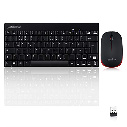 Perixx PERIDUO-712, Kabelloses Mini Tastatur und Maus Set - Minigröße - mit Nano Receiver - 2.4Gh - Schwarz - Leicht und Klein von Perixx