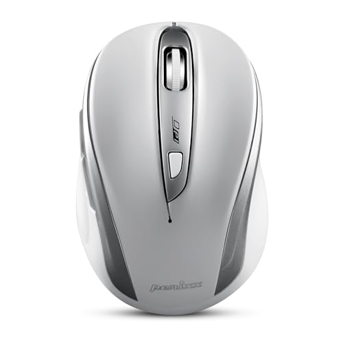 Perixx PERIMICE-721 Kabellose ergonomische Maus, 5 Tasten, optisches Design, kompatibel für Desktop- und Laptop-PC, kabellos, 2,4 GHz, Silberweiß von Perixx