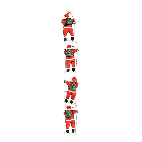 Petalum Kletterleiter Weihnachtsmann – Dekoration zum Aufhängen – Ornament zum Aufhängen, Weihnachtsmann, Kletterer, für Kamin, Baum, Innen und Außen (125 x 12 cm, 4 St. Santa) von Petalum