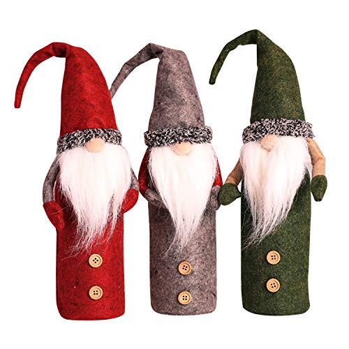 Petalum Set mit 3 Flaschentüten in Form von Santa Claus Cartoon Zubehör Dekoration Tisch für Bankett, Party, Weihnachten (wie Bild) von Petalum