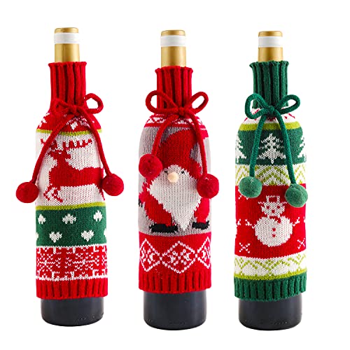 Petalum Weihnachten Flaschen Deko Party Restaurant Weinflasche Flaschenanzug Flaschenüberzug Weihnachtsmann Hut Flaschebeutel Flaschetasche Geschenk (Einheitsgröße 24 * 11cm, Farbe 1) von Petalum