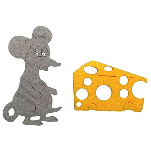 Petra's Bastel News Streuartikel 24-teiliges Filzset Maus mit Käse, Fliz, bunt, 18 x 12 x 3 cm von Petra's Bastel News