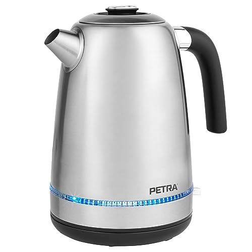 Petra PT5557VDE 1,7L Lumie Wasserkocher - 360° Drehbasis, BPA-Frei, LED-Beleuchtung beim Kochen, Otter-Steuerung, Anti-Kalk-Filter, Ansicht Fenster, Trockenschmelzsensor Auto-Ausschaltung, 2200W von Petra