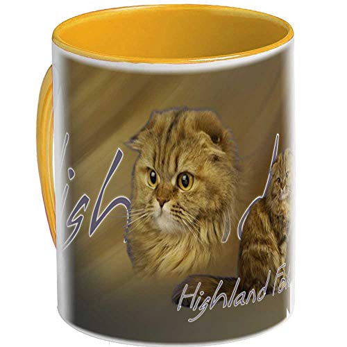 Keramkmug (GY)Jaune-Orangé Katze Highland Fold von Pets-easy.com