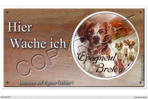 Warnschild Hund oder Warnzeichen Epagneul Breton 30 cm von Pets-easy.com