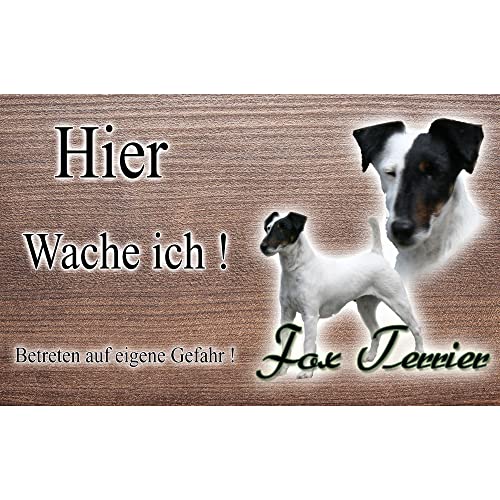 Warnschild Hund oder Warnzeichen Foxterrier (Glatthaar) 30 cm von Pets-easy.com