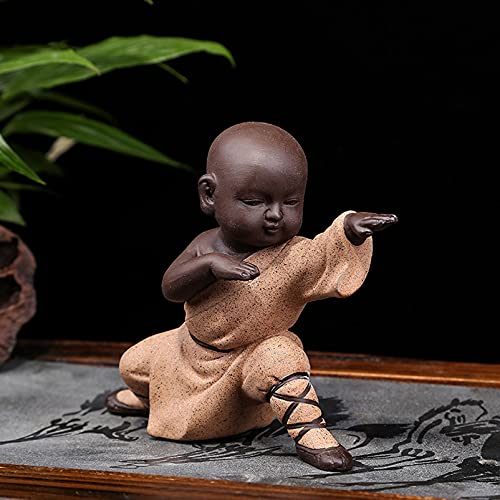 Pevfeciy Buddha Figur,Kung Fu Mönch Statuen,Zen Tischdeko Dekoration,Feng Shui DekoFiguren,Teetablett Ornamente,Desktop Deko Skulptur für Innen von Pevfeciy