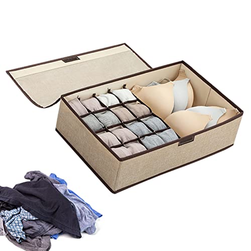 Socken-Organizer für Schrank, unterteilt, zusammenklappbar, mit Deckel – Haushaltsaufbewahrung, Kleiderschrank, Sockenbox für Schlafzimmer, platzsparender Schalbehälter Pewell von Pewell