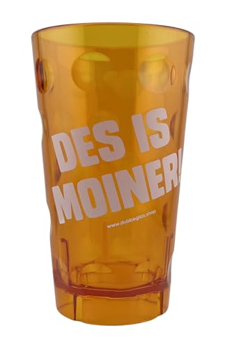 DES IS MOINER! Dubbebecher 0,5 Liter (Orange) aus Plastik - Pfälzer Dubbeglas aus Kunststoff (Polycarbonat) von Pfalz Schorle Edition