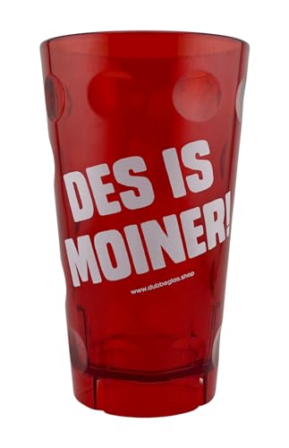 DES IS MOINER! Dubbebecher 0,5 Liter (Rot) aus Plastik - Pfälzer Dubbeglas aus Kunststoff (Polycarbonat) von Pfalz Schorle Edition