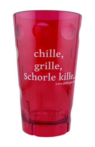 Dubbebecher "Chille, Grille, Schorle kille..." 0,5 Liter (Pink) aus Plastik - Pfälzer Dubbeglas aus Kunststoff (Polycarbonat) von Pfalz Schorle Edition