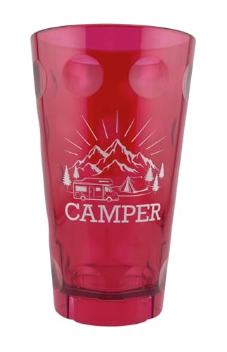 Camper Dubbebecher 0,5 Liter (Pink) - Plastikbecher, Trinkbecher ideal für Camping - Pfalz Dubbeglas aus Plastik - Mehrweg Becher aus Kunststoff für den Wohnwagen oder Wohnmobil von Pfalz Schorle Edition