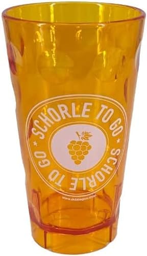 Schorle to go Dubbebecher 0,5 Liter (Orange) aus Plastik - Pfälzer Dubbeglas aus Kunststoff (Polycarbonat) (Dubbeglas Shop) von Pfalz Schorle Edition