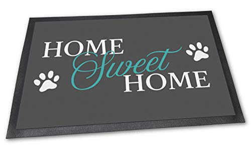 PfotenSchild Fußmatte mit lustigem Spruch - Home Sweet Home - 75 x 50 cm Schöner Fußabtreter für Familie mit Haustier - Beste Geschenkidee für Tierhaushalt von PfotenSchild