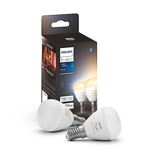 Philips Hue White Ambiance E14 Luster LED Lampe, dimmbar, alle Weißschattierungen, steuerbar via App, kompatibel mit Amazon Alexa (Echo, Echo Dot), Doppelpack von Philips Hue