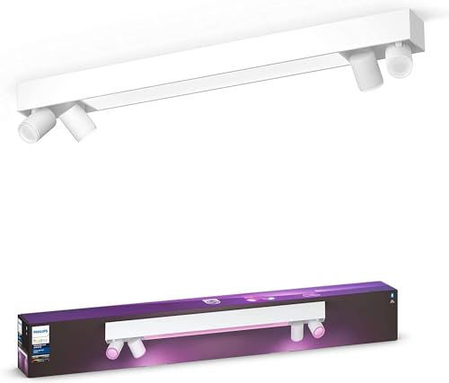 Philips Hue White & Color Ambiance Centris Deckenlampe mit 4-er Spot (4.200 lm), dimmbare LED Spots für das Hue Lichtsystem mit 16 Mio. Farben, smarte Lichtsteuerung über Sprache und App, weiß von Philips Hue