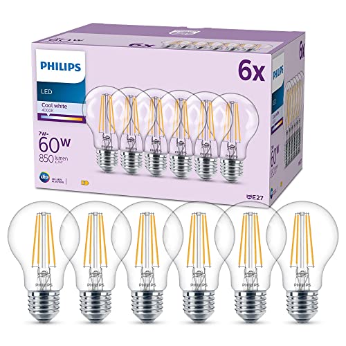 Philips Classic LED E27 Lampe, 60W, matt, neutralweiß, nicht dimmbar, 6er Pack von Philips Lighting