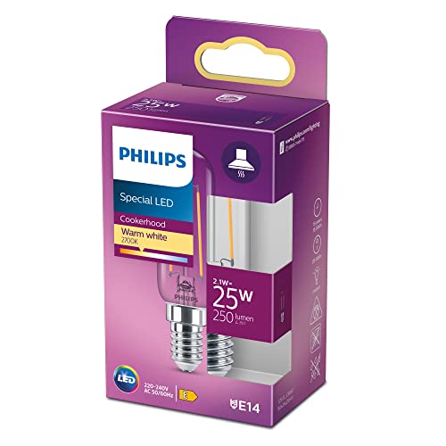 Philips LED Classic E14 Kühlschranklampe, T25L, 25W, Kolbenform, klar, warmweiß von Philips Lighting
