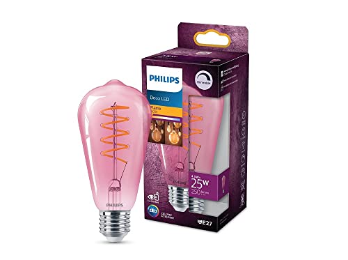 Philips LED Classic E27 Giant Pink Lampe, 25 W, Vintage Dekolampe, dimmbar, pink, warmweiß von Philips Lighting