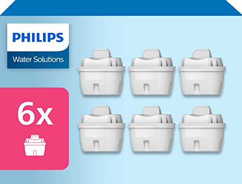 Philips Water Wasserfilter-Kartuschen, 6er-Pack, Brita-kompatibel, reduziert MIKROPLASTIK, CHLOR, KALK, SCHWERMETALLE von Philips Water