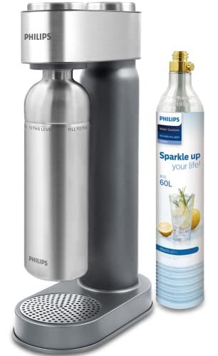 Philips GoZero Soda maker ADD4905SV/10, Grey, 1 L STAINLESS STEEL dishwasher safe water bottle, CO2 cylinder for 60 L von Philips Water