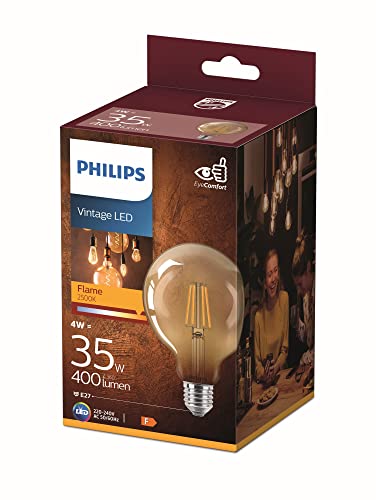 Philips LED Classic E27 Vintage Lampe, 35 W, Vintage Dekolampe, Globeform, gold, klar, warmweiß, 1 Stück (1er Pack) von Philips Lighting