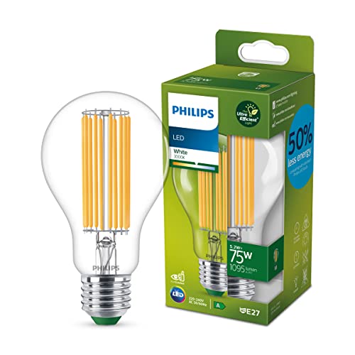 Philips LED Classic ultraeffiziente E27 Lampe, A-Label, 75W, klar, warmweiß, 1 Stück (1er Pack) von Philips Lighting