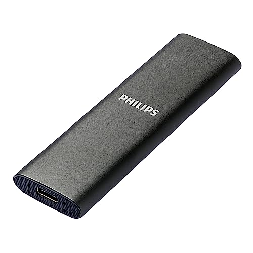 Philips Externe Portable SSD 1 TB - Ultra Slim SATA Ultra Speed USB-C, Lesegeschwindigkeit bis zu 540 MB/s, Aluminium von Philips