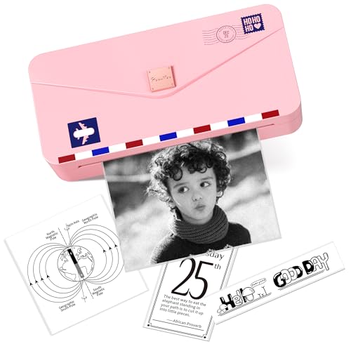 Phomemo M04AS Mini Drucker - 4" Tragbarer Thermodrucker Bluetooth 15/53/80/110mm Druckbreite, 304dpi, Kompatibel mit iOS&Android,Ideal für Dokumente,Bilder,Notizen,Etiketten,Aufkleber(Pink) von Phomemo