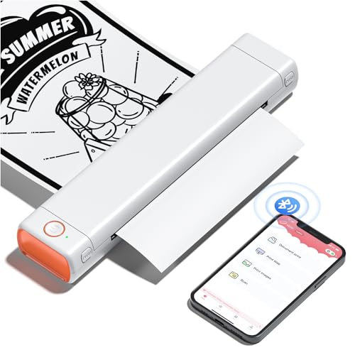 Phomemo M08F Tragbare Mobiler Drucker A4 - Bluetooth Thermodrucker Thermodrucker Kabelloser Reisedrucker Unterstützt A4 Thermopapier, Kompatibel mit Android und iOS von Phomemo