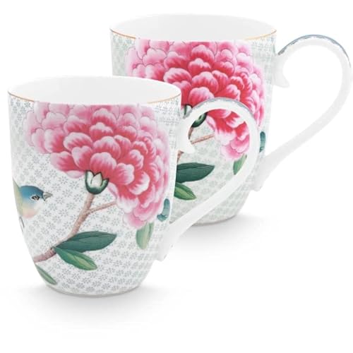 PiP Studio 2er Set Tasse XL Blushing Birds | Weiss - 450 ml von PiP Studio