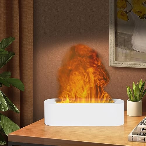 Piashow Aroma Diffuser mit 7 Flammeneffekt, Aroma Diffuser Ätherische Öle Diffuser, Duftlampe für Ätherische Öle, Aromatherapie Luftbefeuchter Humidifier für Zuhause Büro, Raumduft oder Yoga, Weiß von Piashow