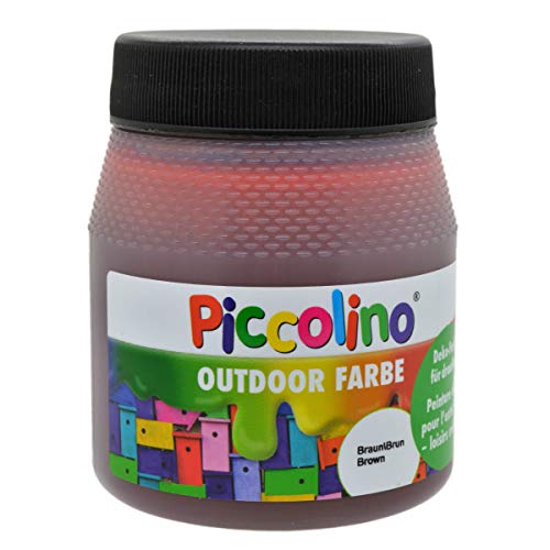 Piccolino Outdoor Dekofarbe Braun 250ml - umweltfreundliche Bastelfarbe für draußen von Piccolino