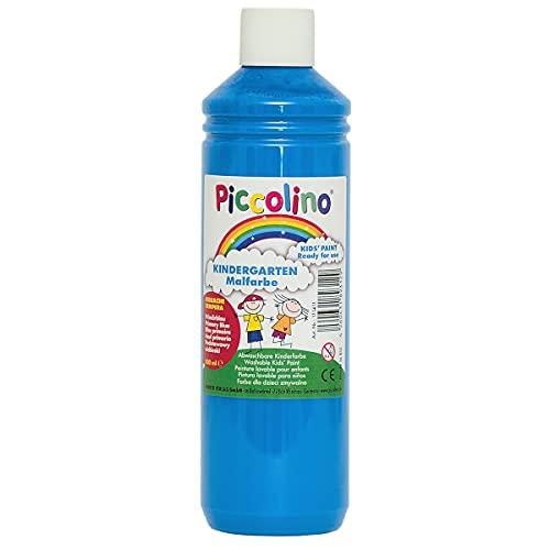 Piccolino Schulmalfarbe Kindergarten Malfarbe Primär-Blau 500ml - Tempera Kindermalfarbe Gouache Plakatfarbe von Piccolino